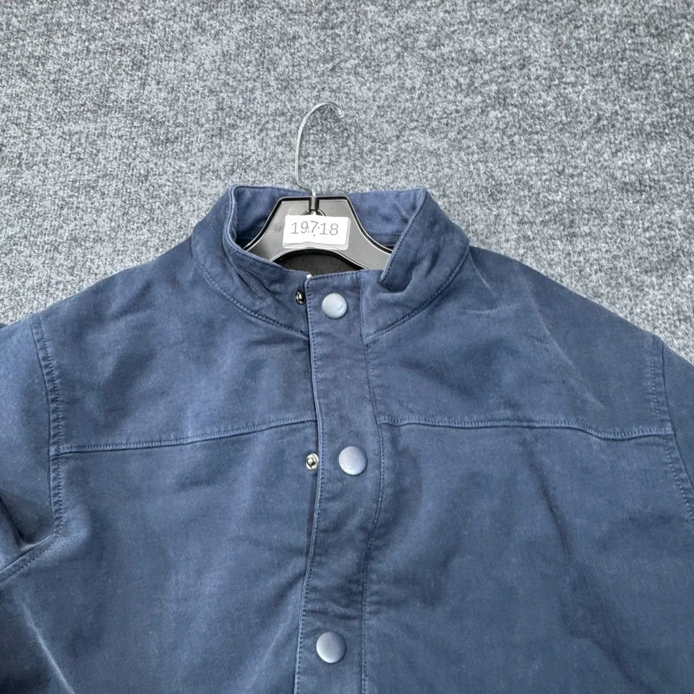 Travis Mathew Jacket Men Large Blue Full Zip Snap Fleece Lined Utility Barn Coat